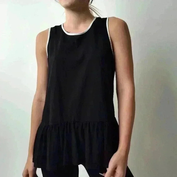 Kate Spade Black Ruffled Peplum Tank - S - Picture 2 of 8